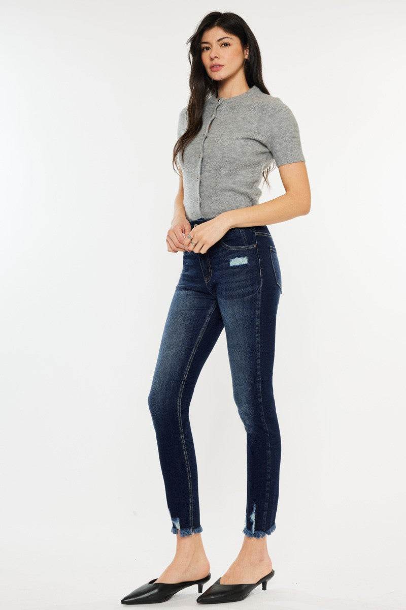 Kancan Full Size Cat's Whiskers Raw Hem High Waist Jeans - DaTrendStore.Com