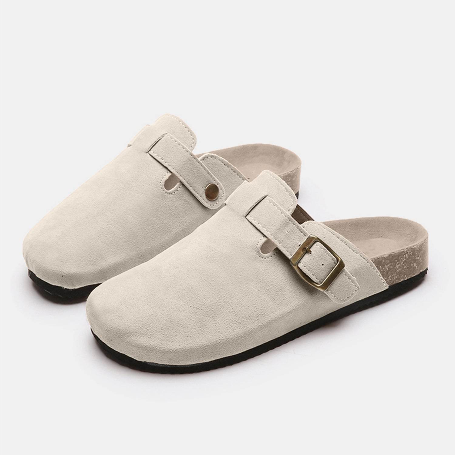 Suede Closed Toe Buckle Slide - DaTrendStore.Com