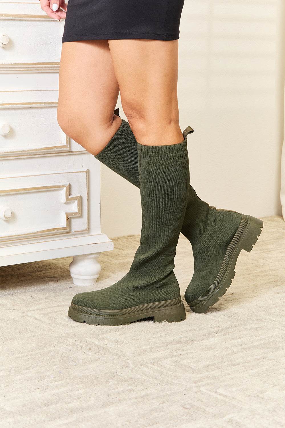WILD DIVA Footwear Knee High Platform Sock Boots - DaTrendStore.Com