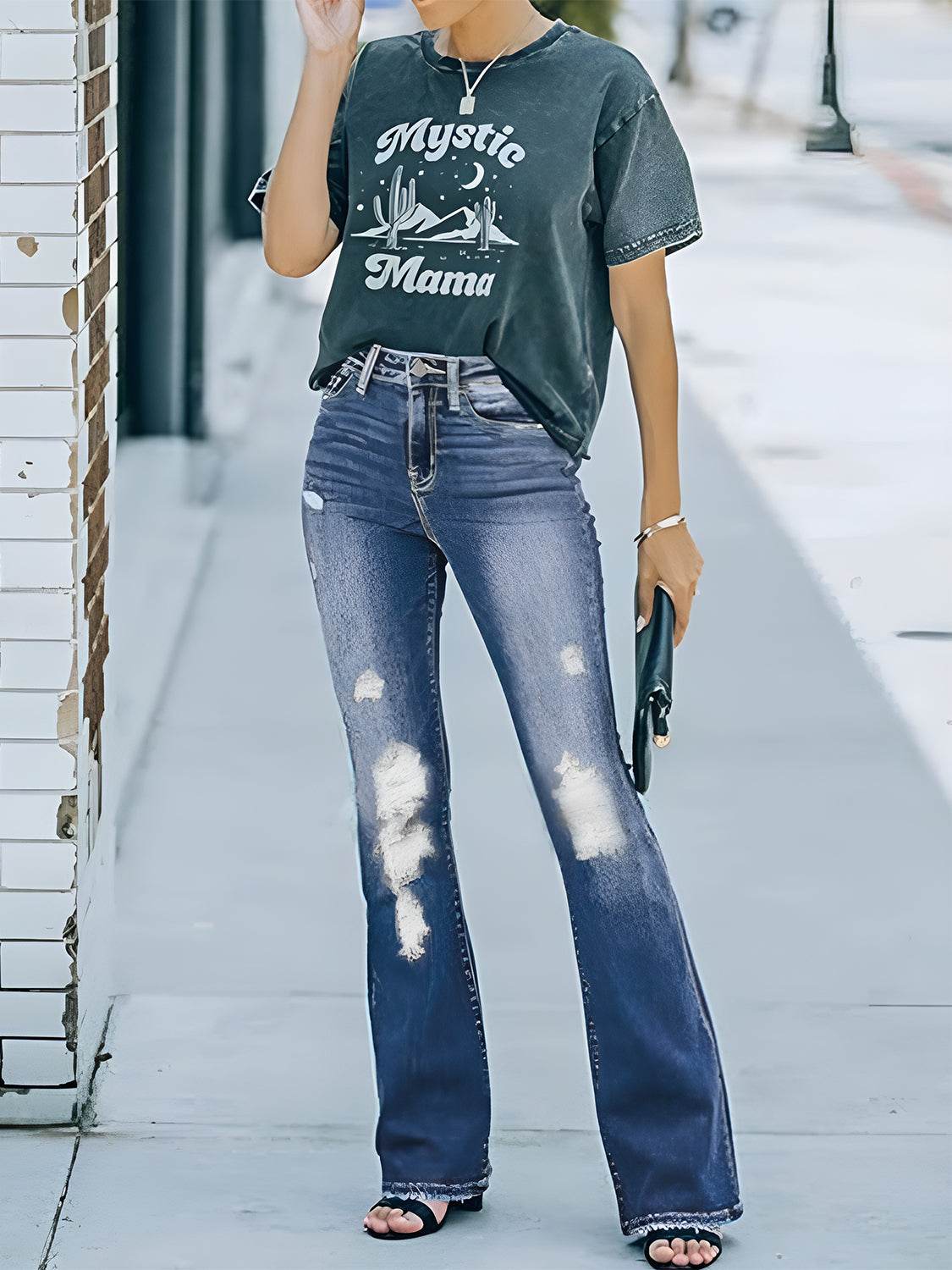 Distressed Bootcut Jeans with Pockets - DaTrendStore.Com