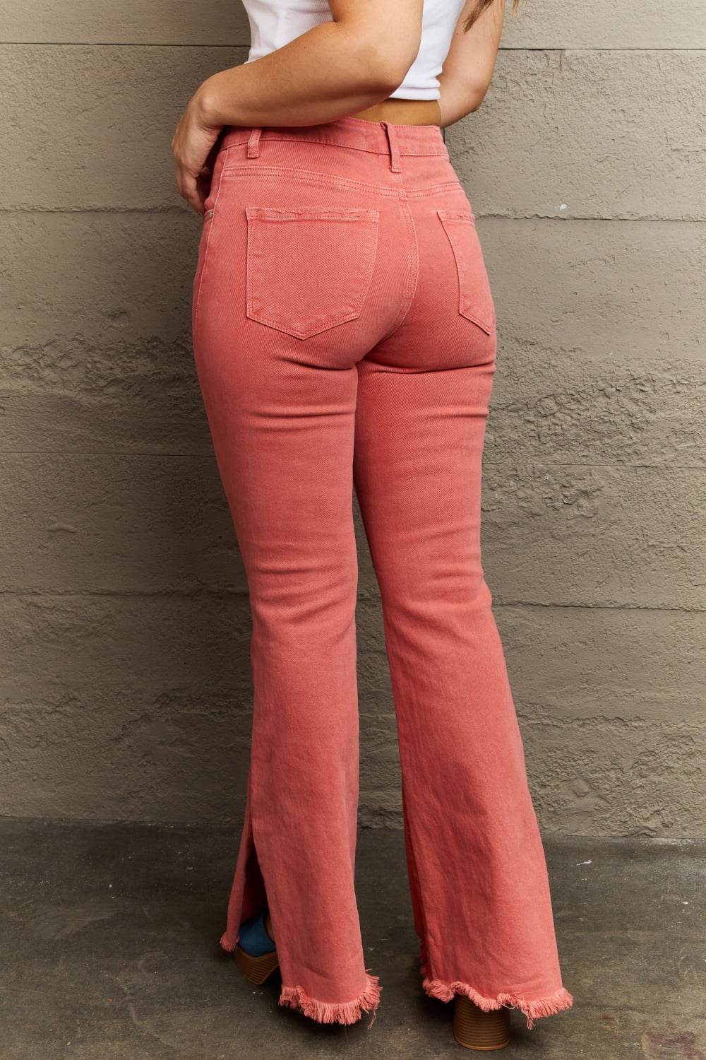 RISEN Bailey Full Size High Waist Side Slit Flare Jeans - DaTrendStore.Com