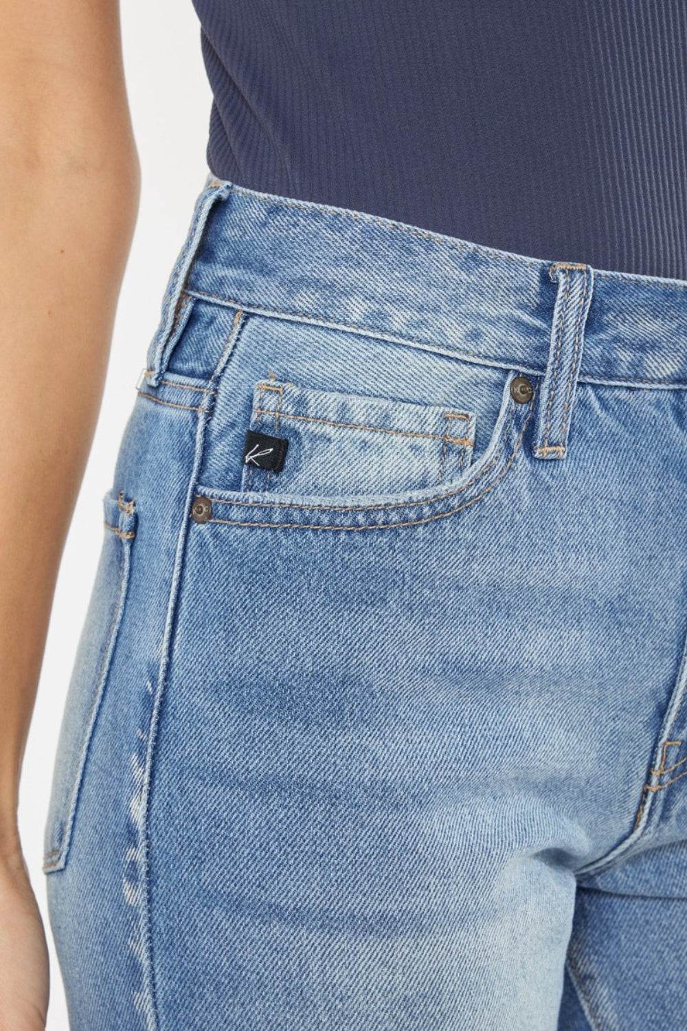 Kancan High Waist Chewed Up Straight Mom Jeans - DaTrendStore.Com