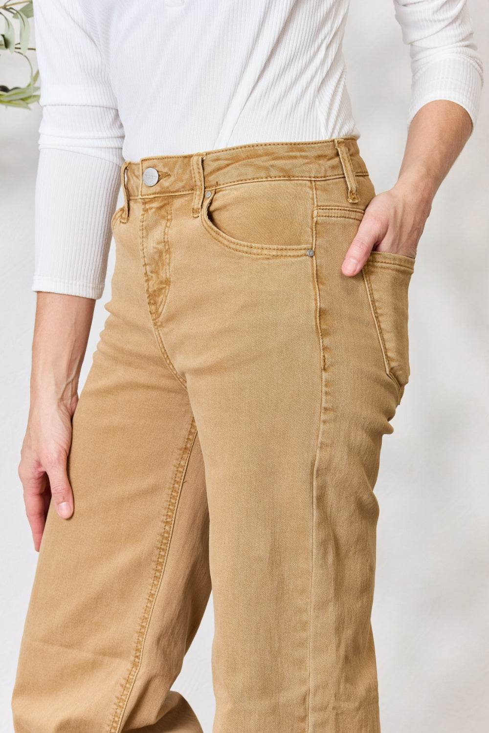 RISEN Full Size Fringe Hem Wide Leg Jeans - DaTrendStore.Com