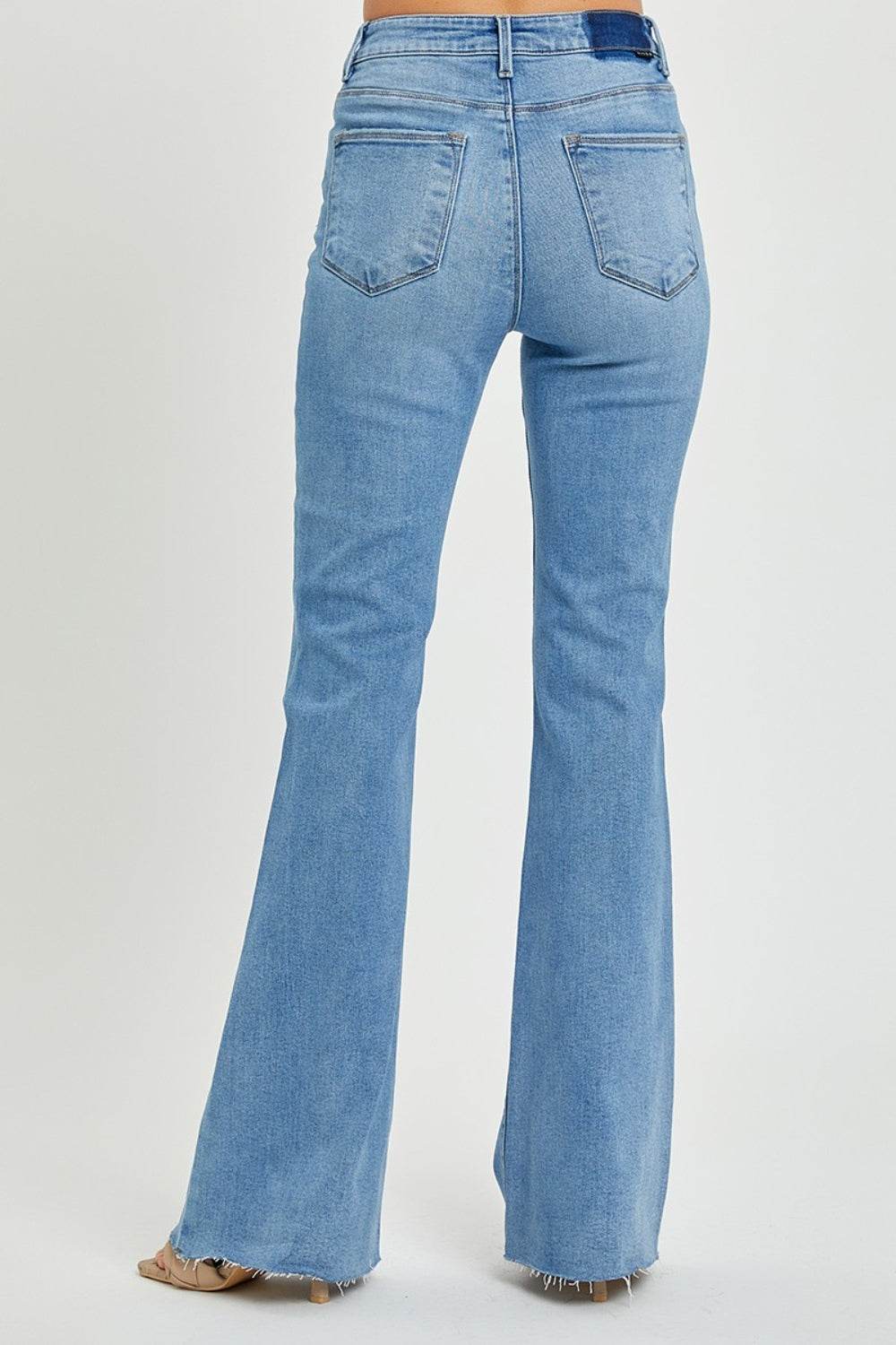 RISEN Full Size High Rise Raw Cut Hem Bootcut Jeans - DaTrendStore.Com