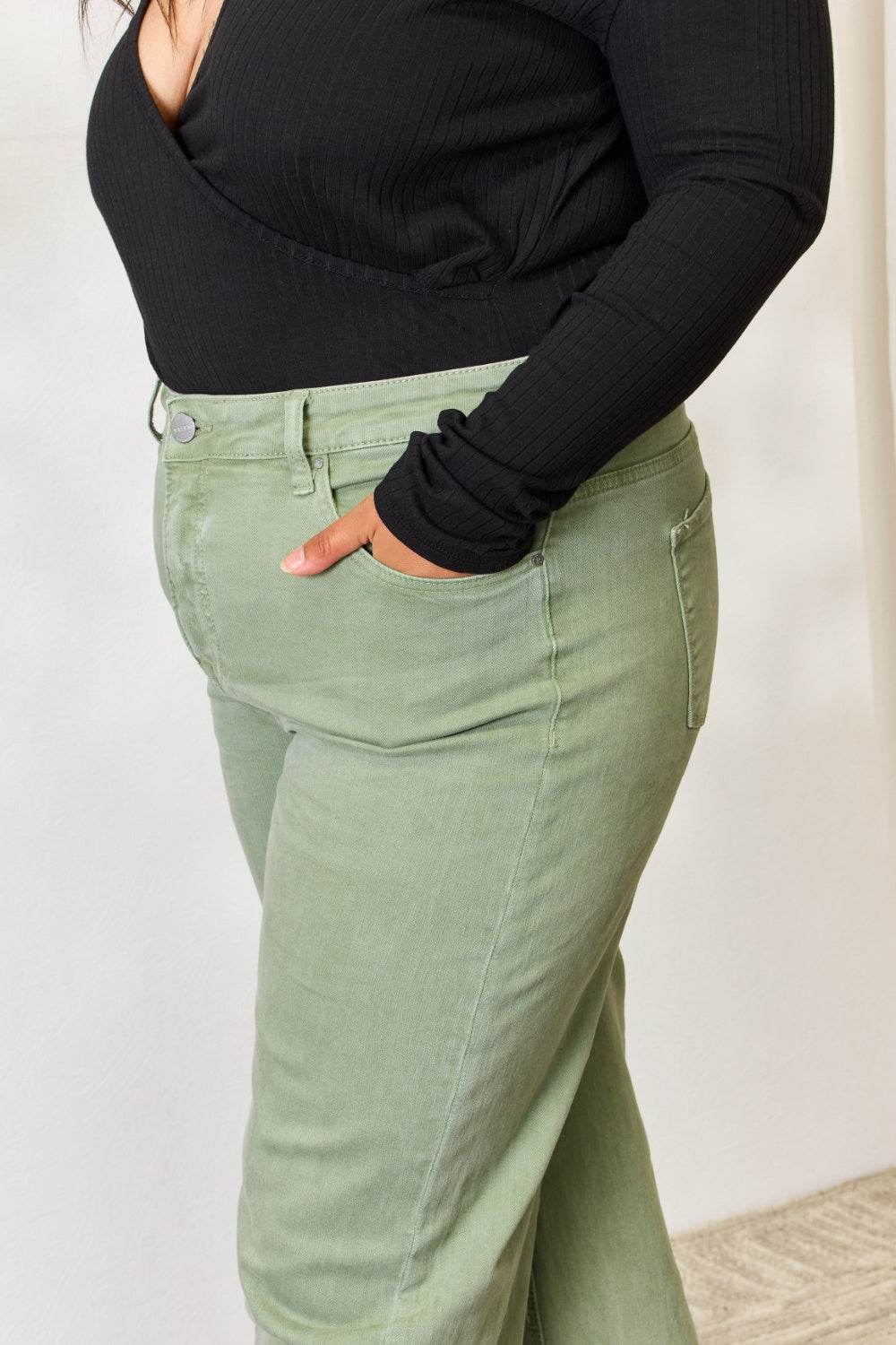 RISEN Full Size Raw Hem Wide-Leg Jeans - DaTrendStore.Com