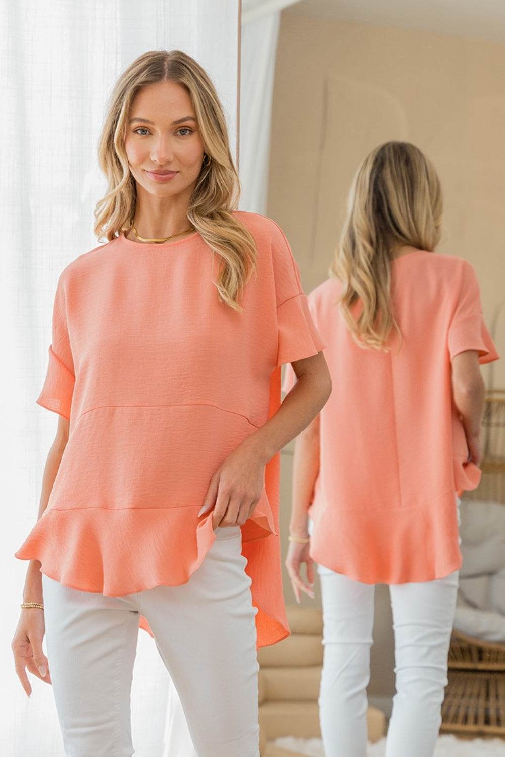 Sew In Love Round Neck Ruffled Top - DaTrendStore.Com