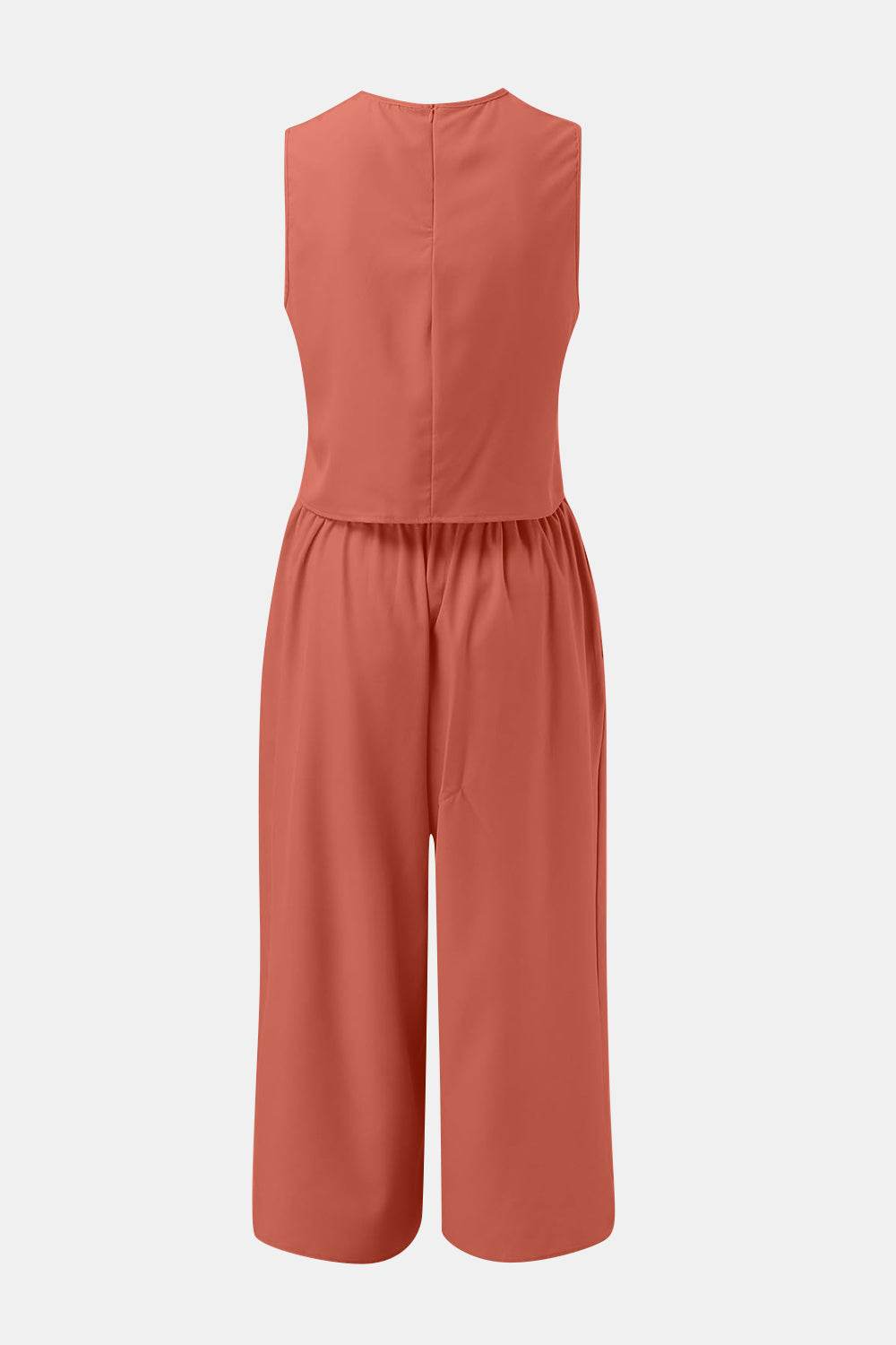 Round Neck Top and Wide Leg Pants Set - DaTrendStore.Com