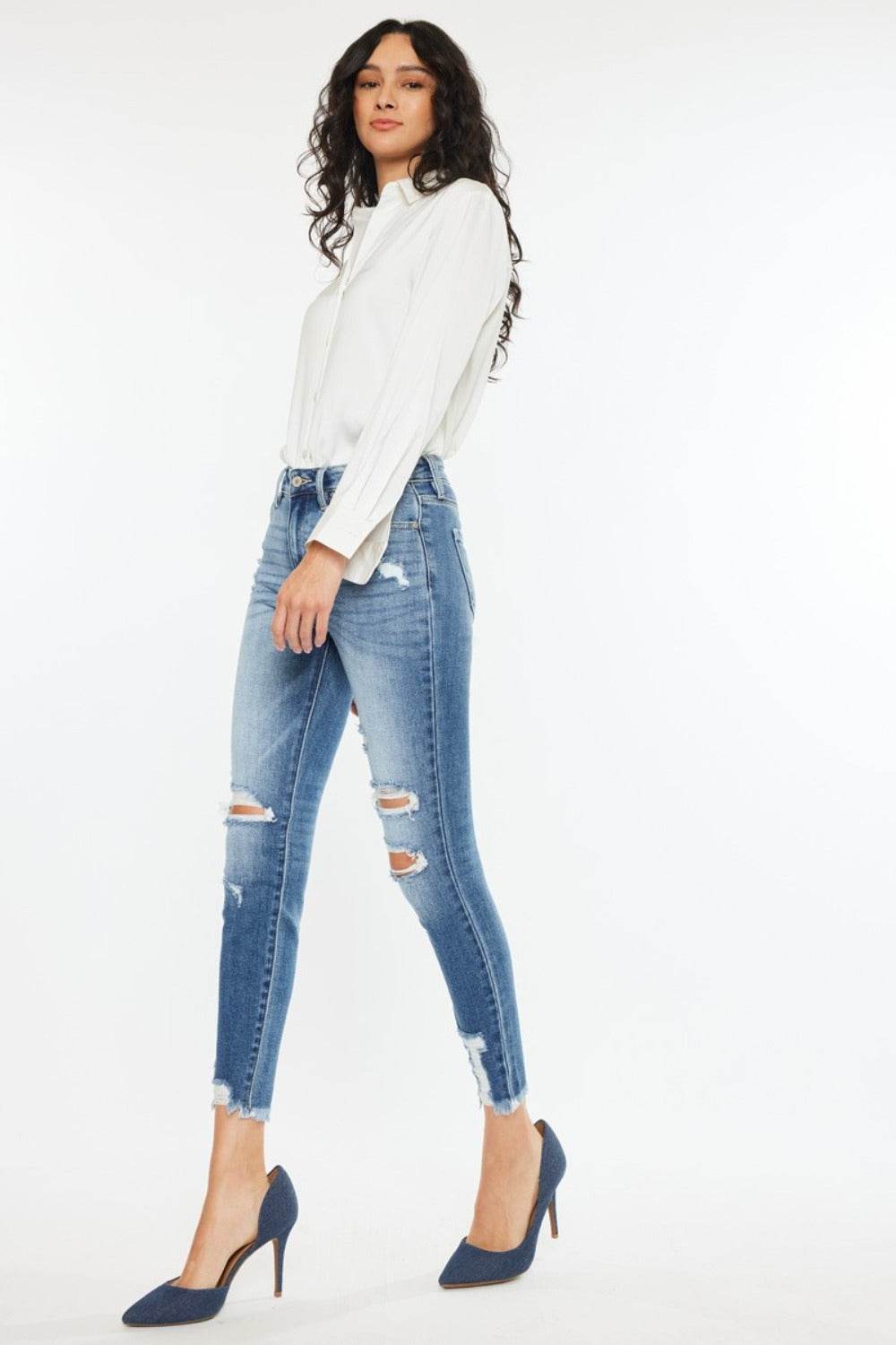 Kancan High Rise Frayed Ankle Skinny Jeans - DaTrendStore.Com
