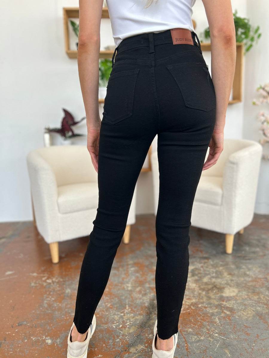 Judy Blue Full Size Distressed Tummy Control High Waist Skinny Jeans - DaTrendStore.Com