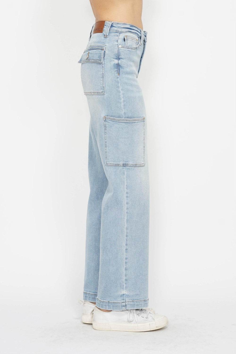 Judy Blue Full Size High Waist Straight Cargo Jeans - DaTrendStore.Com