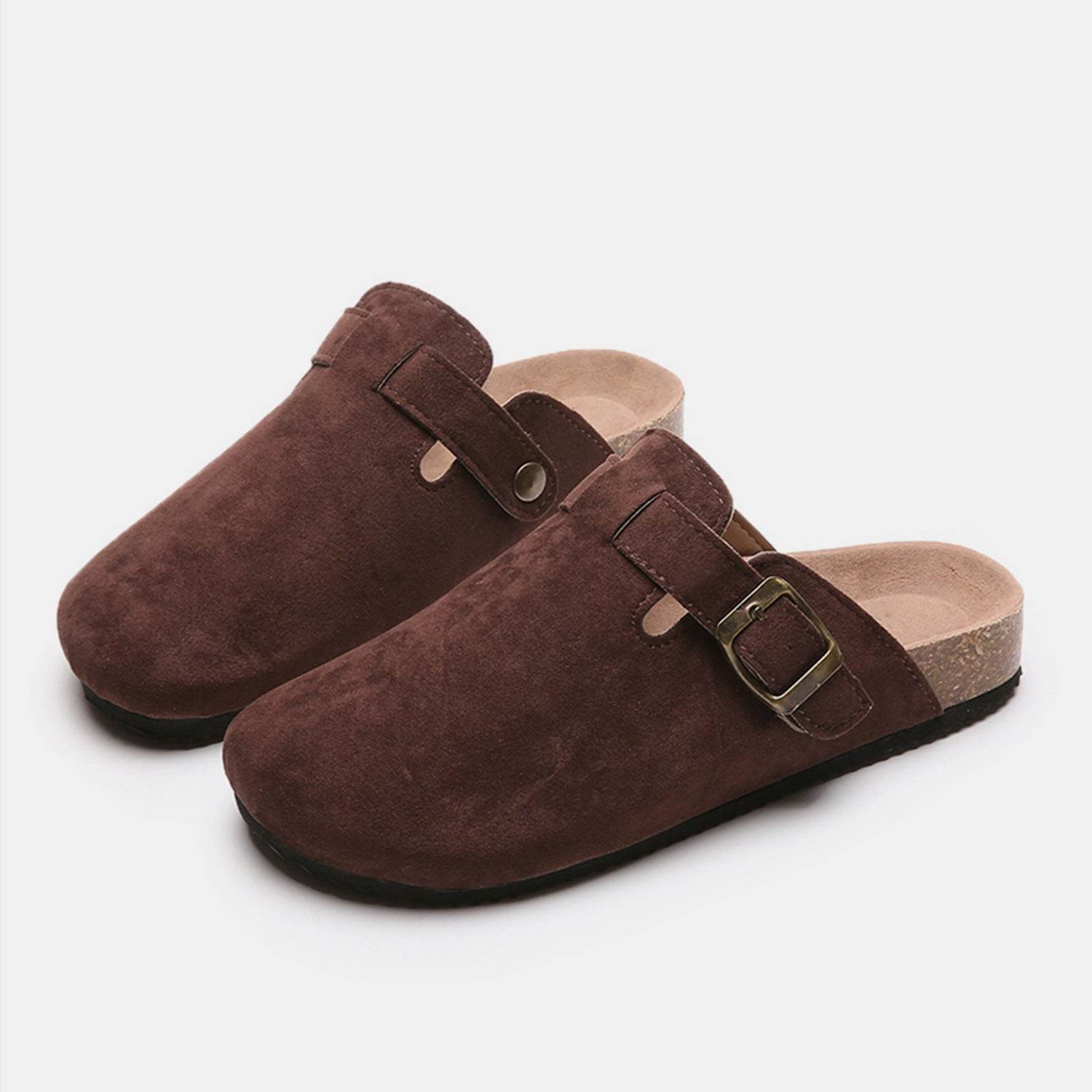 Suede Closed Toe Buckle Slide - DaTrendStore.Com