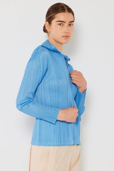 Marina West Swim Pleated Hood Jacket with 2 Way Zipper - DaTrendStore.Com