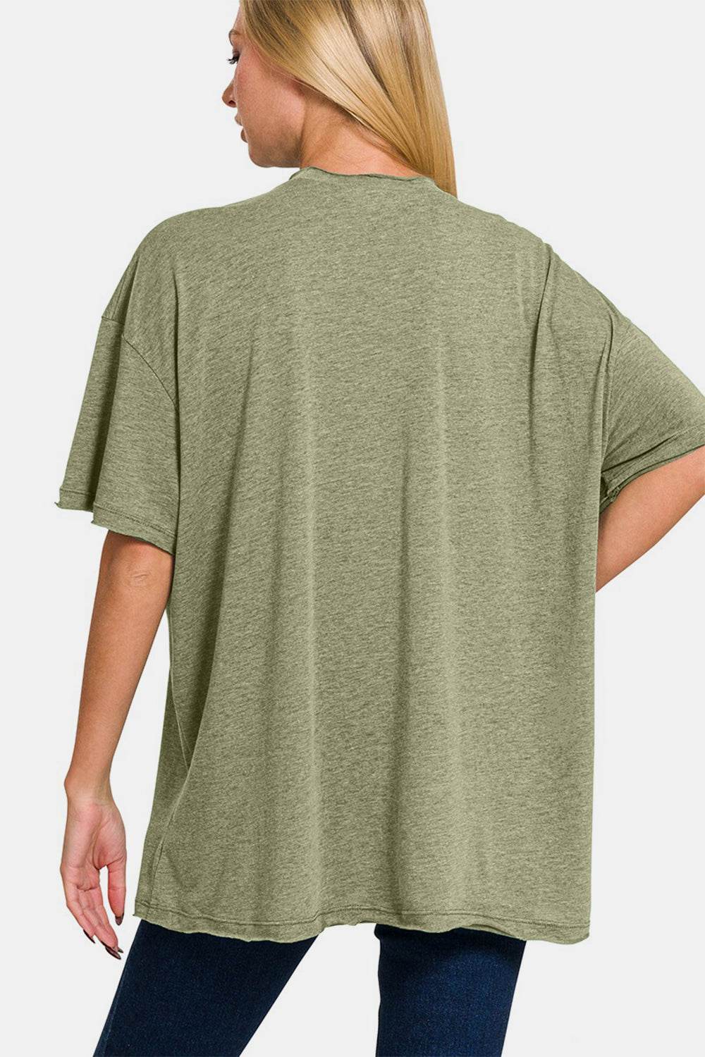 Zenana Drop Shoulder Oversized Front Pocket T-Shirt - DaTrendStore.Com