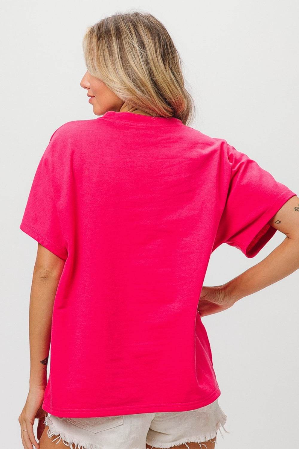 BiBi Round Neck Short Sleeve T-Shirt - DaTrendStore.Com