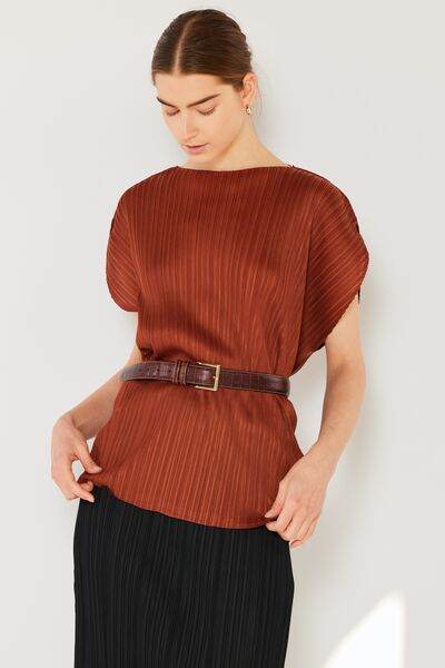 Marina West Swim Rib Pleated Oversized Dolman Sleeve Top - DaTrendStore.Com