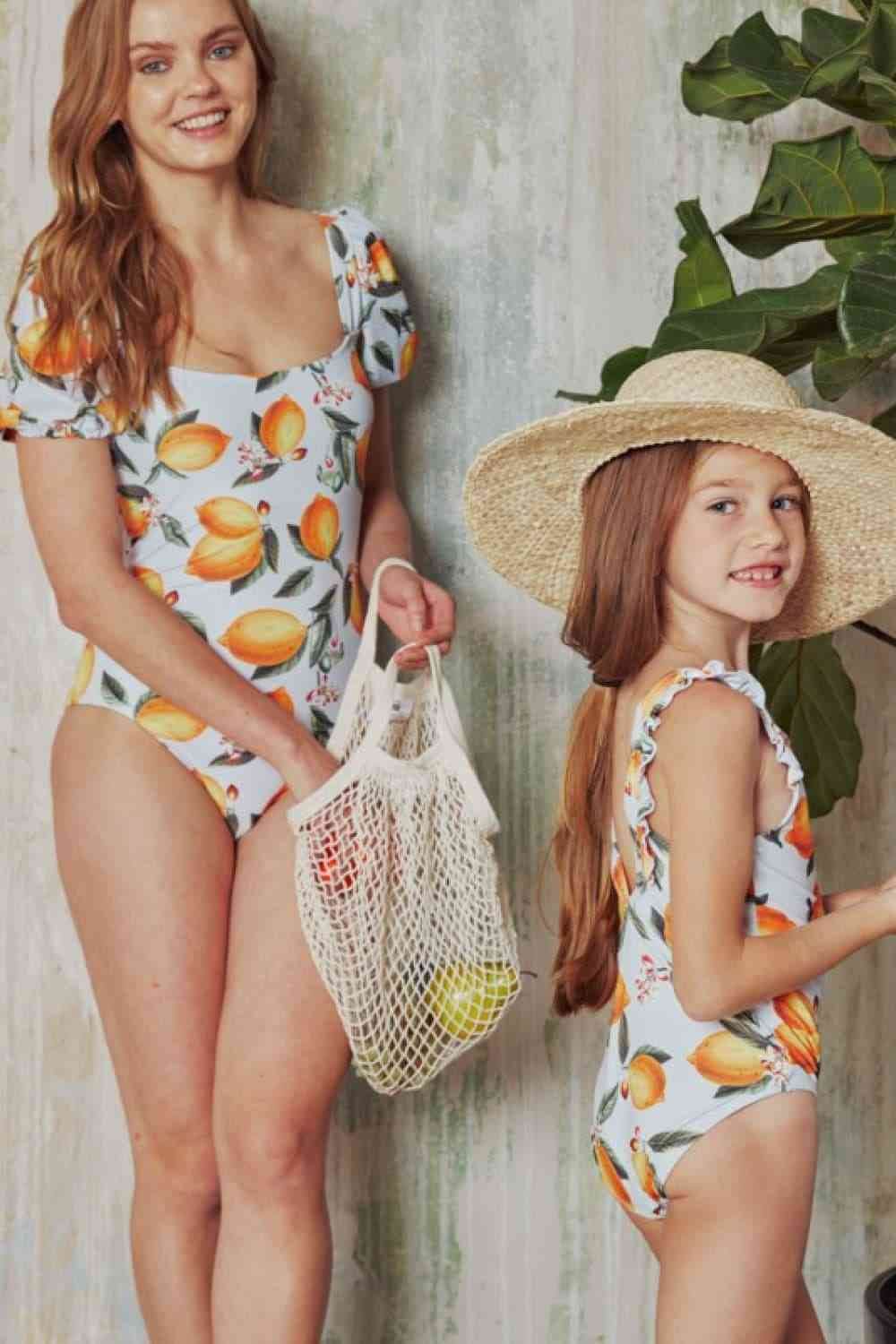 Marina West Swim Salty Air Puff Sleeve One-Piece in Citrus Orange - DaTrendStore.Com