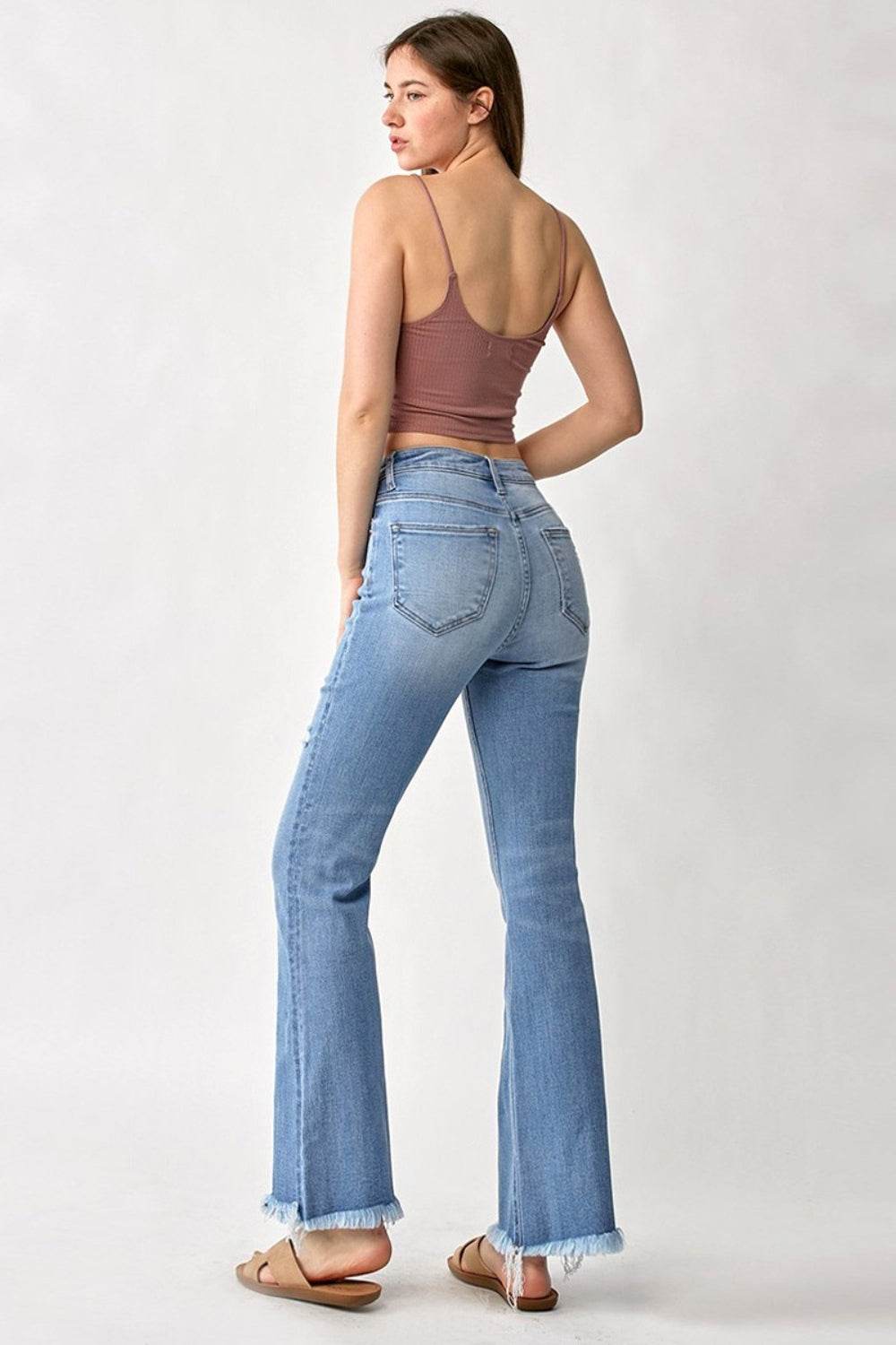 RISEN High Rise Frayed Hem Bootcut Jeans - DaTrendStore.Com