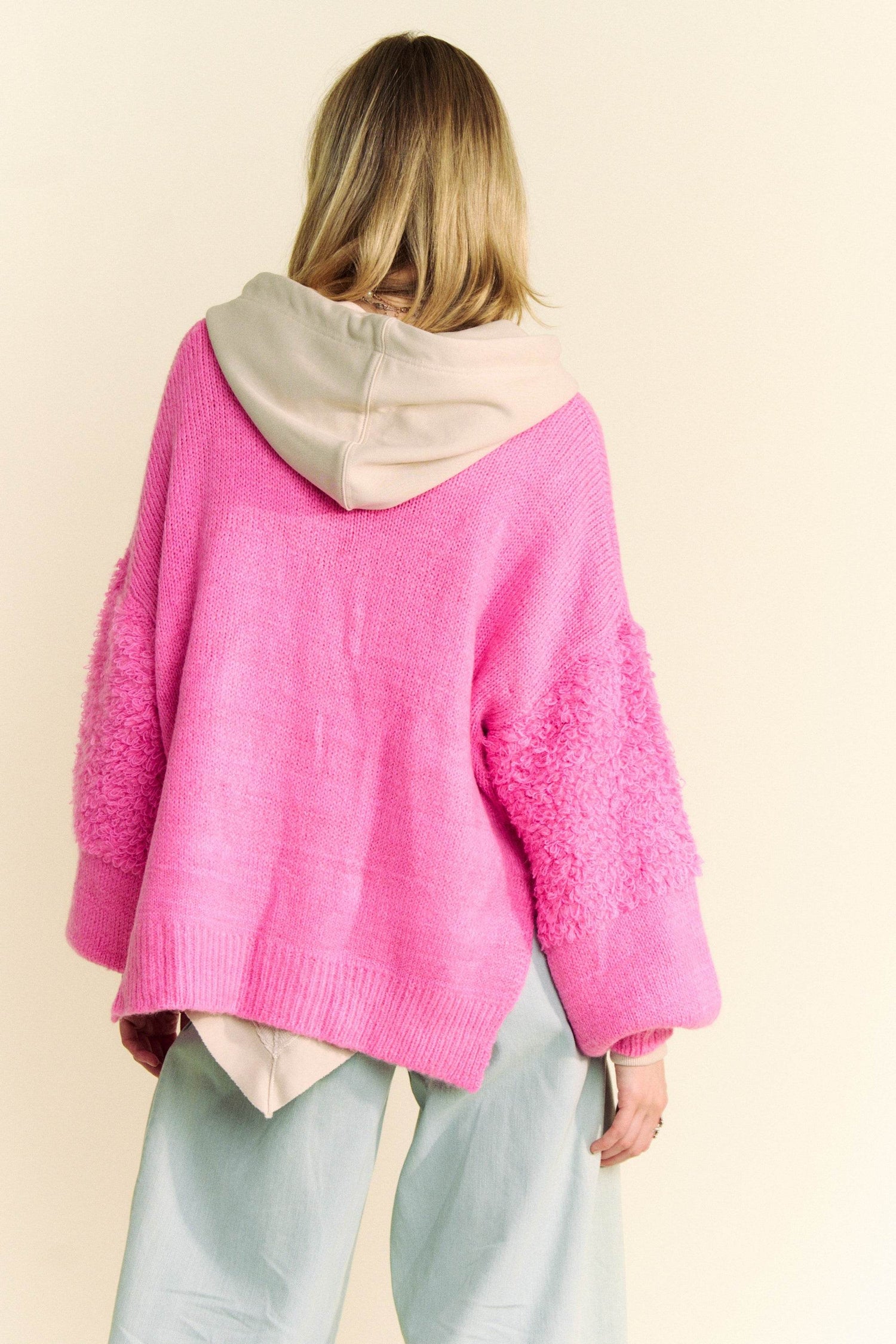 Davi & Dani Side Slit Open Front Long Sleeve Cardigan - DaTrendStore.Com