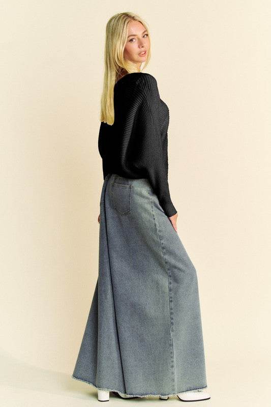 Davi & Dani Round Neck Batwing Sleeve Sweater - DaTrendStore.Com