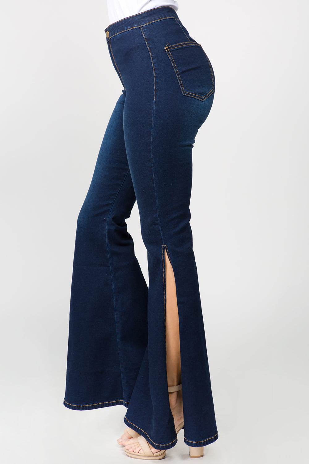 American Bazi Side Slit Flare Jeans - DaTrendStore.Com
