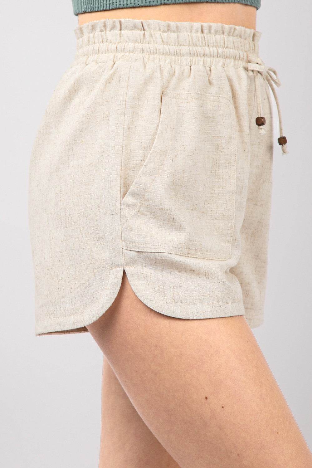 VERY J Drawstring Elastic Waist Linen Shorts - DaTrendStore.Com