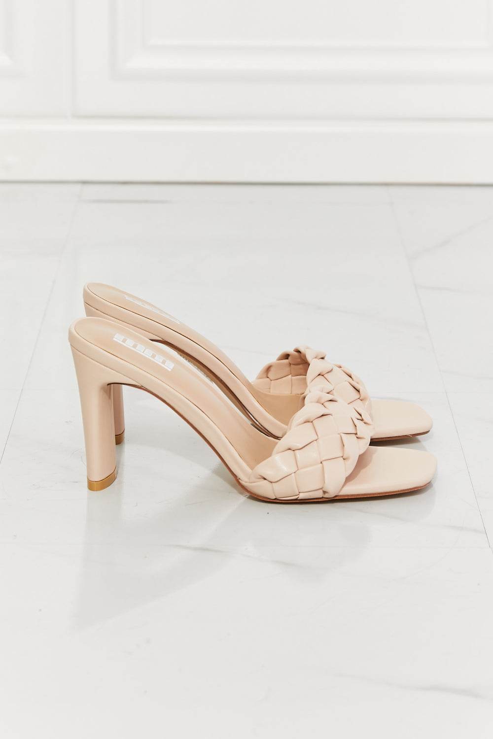 MMShoes Top of the World Braided Block Heel Sandals in Beige - DaTrendStore.Com
