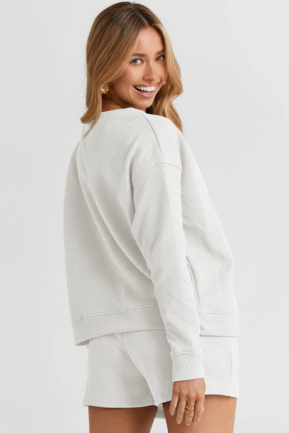 Round Neck Dropped Shoulder Top and Shorts Set - DaTrendStore.Com