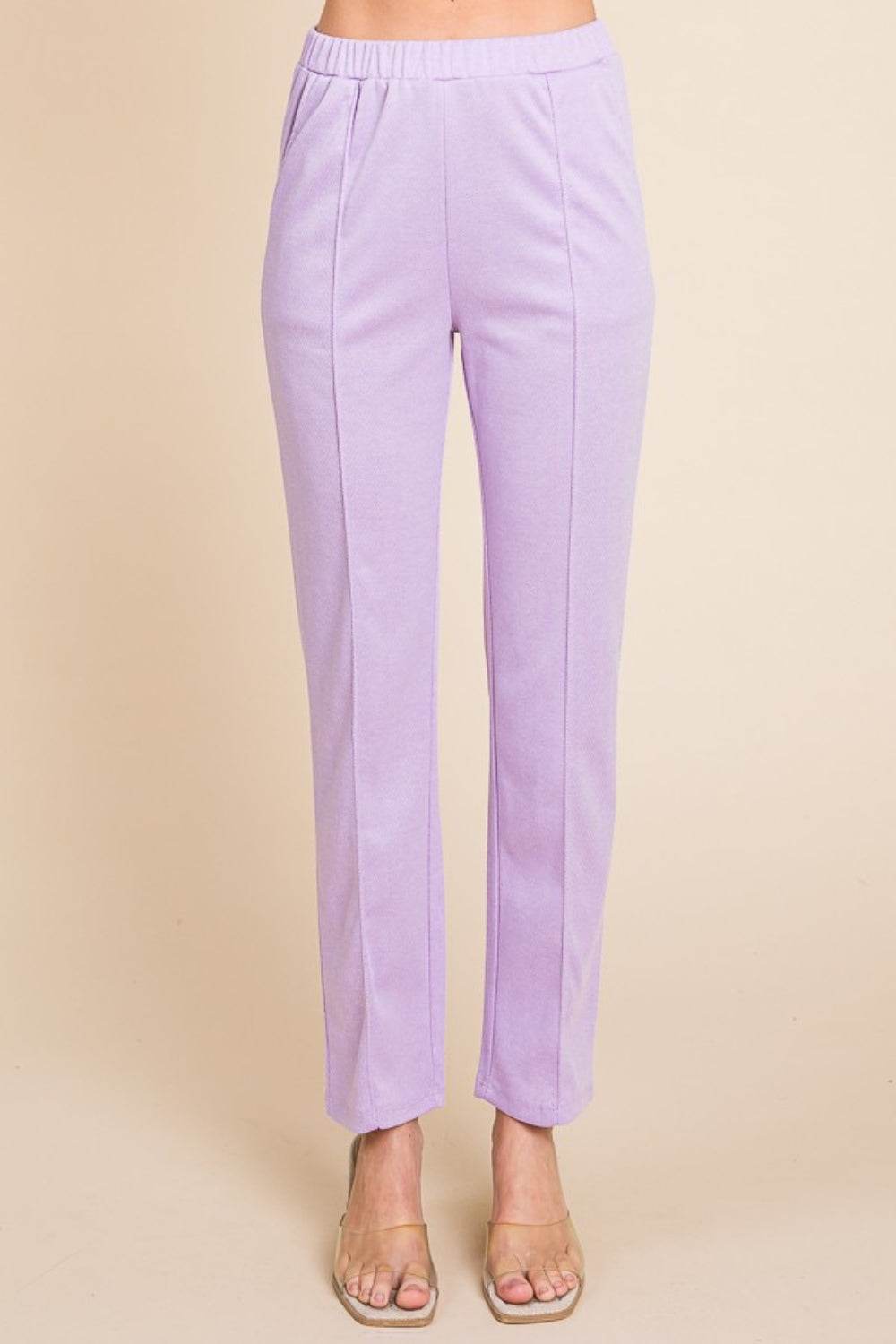 Culture Code Full Size Pin Tuck Detail Slim Pants - DaTrendStore.Com