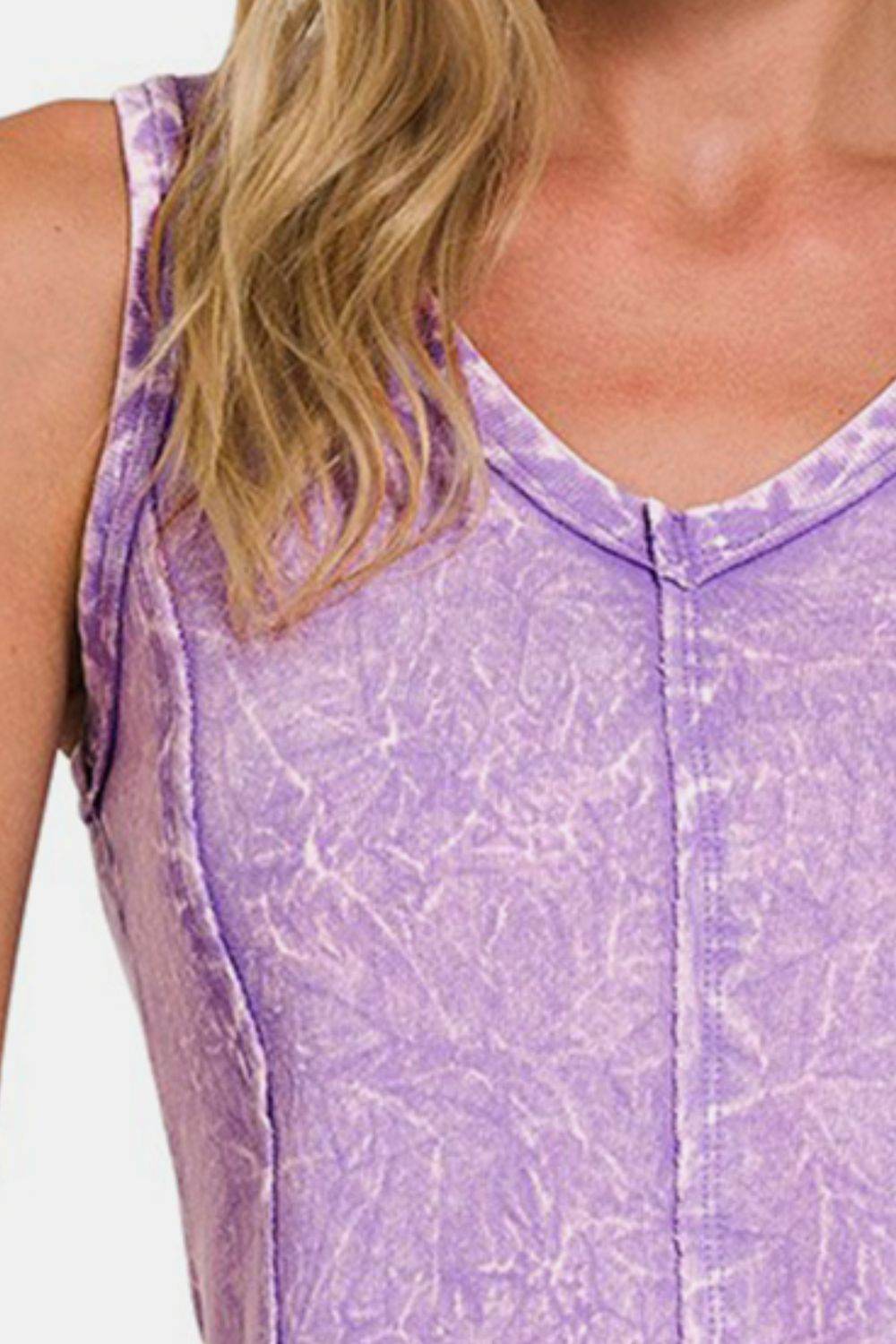 Zenana Exposed Seam V-Neck Wide Strap Tank - DaTrendStore.Com