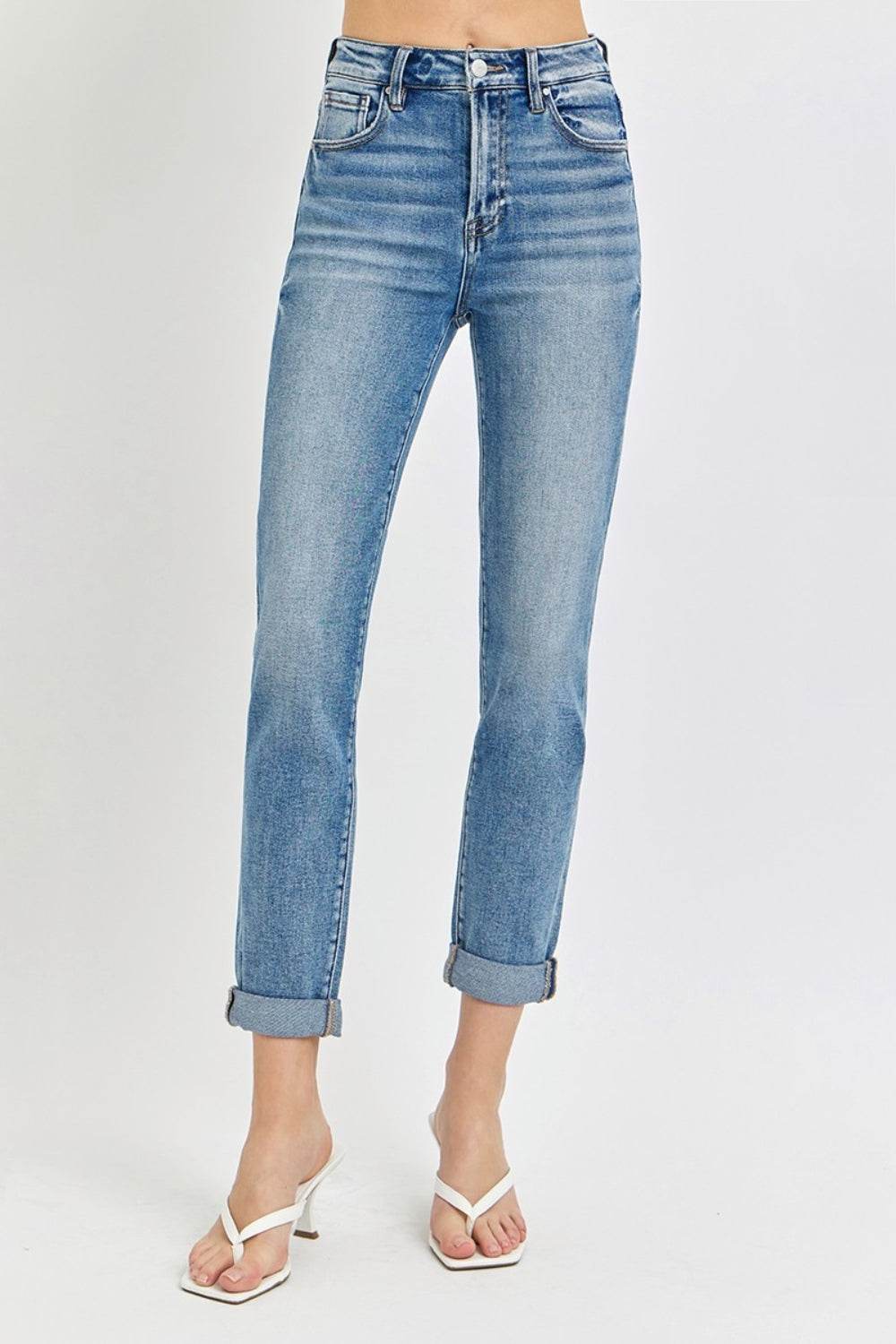 Risen Full Size High Rise Cropped Roll Up Jeans - DaTrendStore.Com