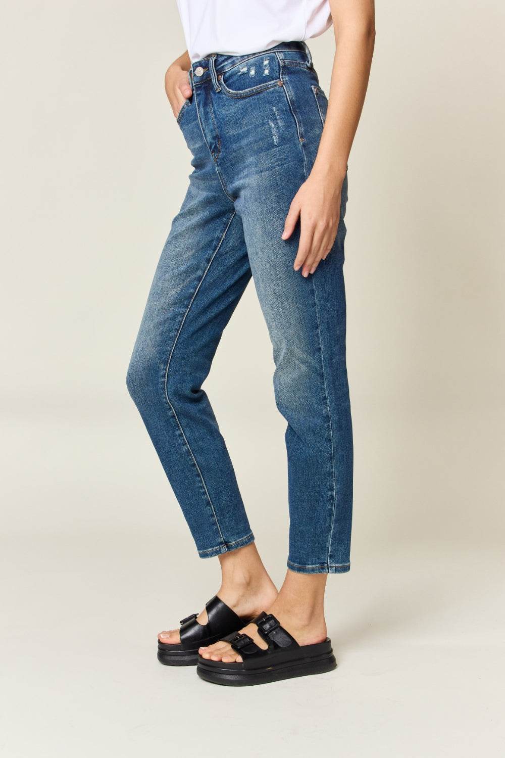 Judy Blue Full Size Tummy Control High Waist Slim Jeans - DaTrendStore.Com