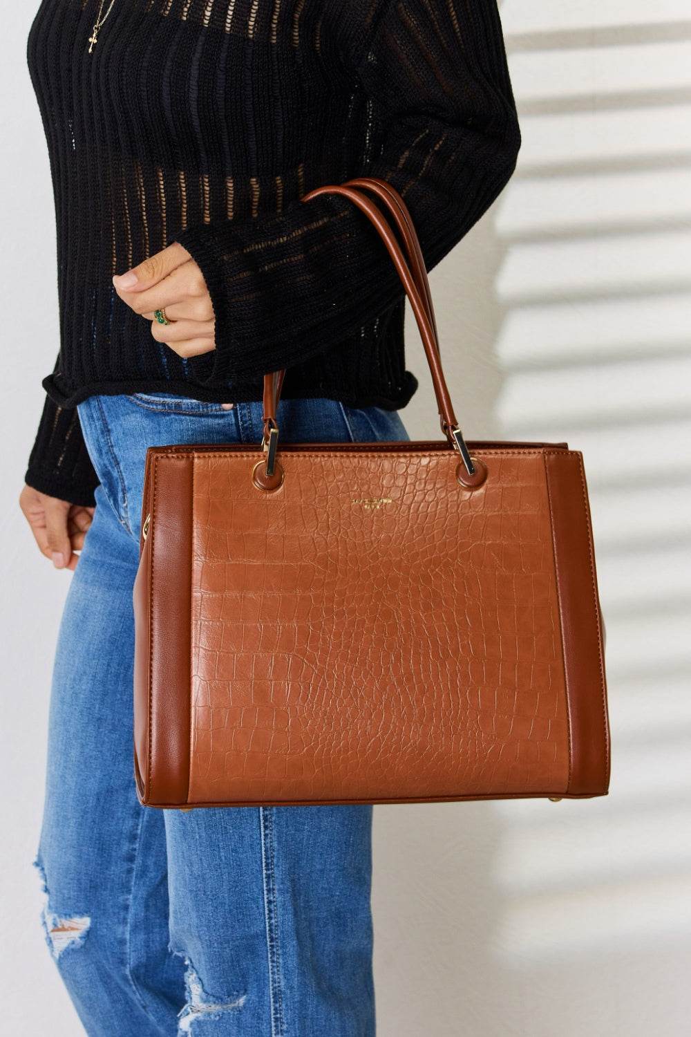 David Jones Texture PU Leather Handbag - DaTrendStore.Com