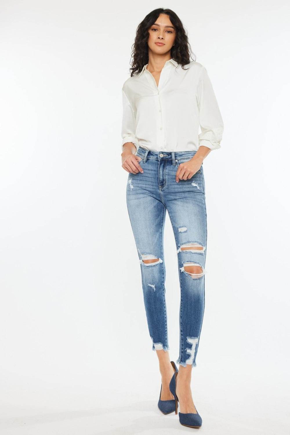 Kancan High Rise Frayed Ankle Skinny Jeans - DaTrendStore.Com
