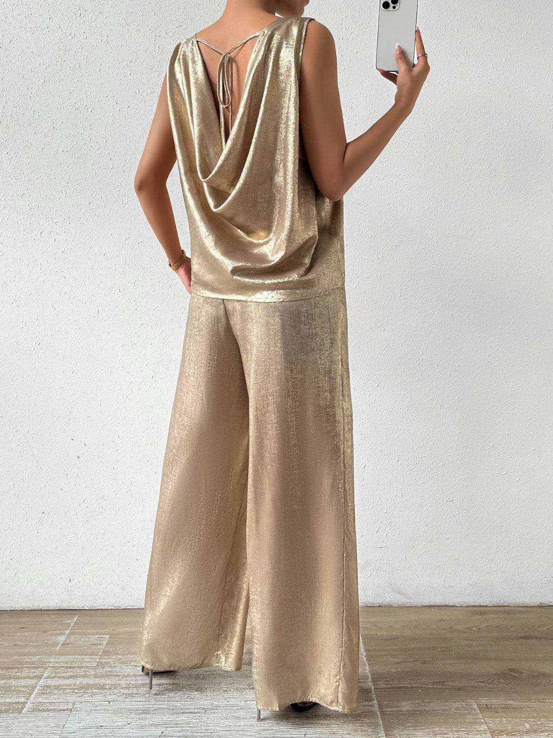Honey Round Neck Sleeveless Top and Pants Set - DaTrendStore.Com