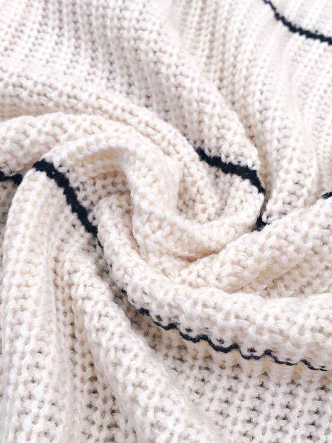 Striped Open Front Long Sleeve Cardigan - DaTrendStore.Com