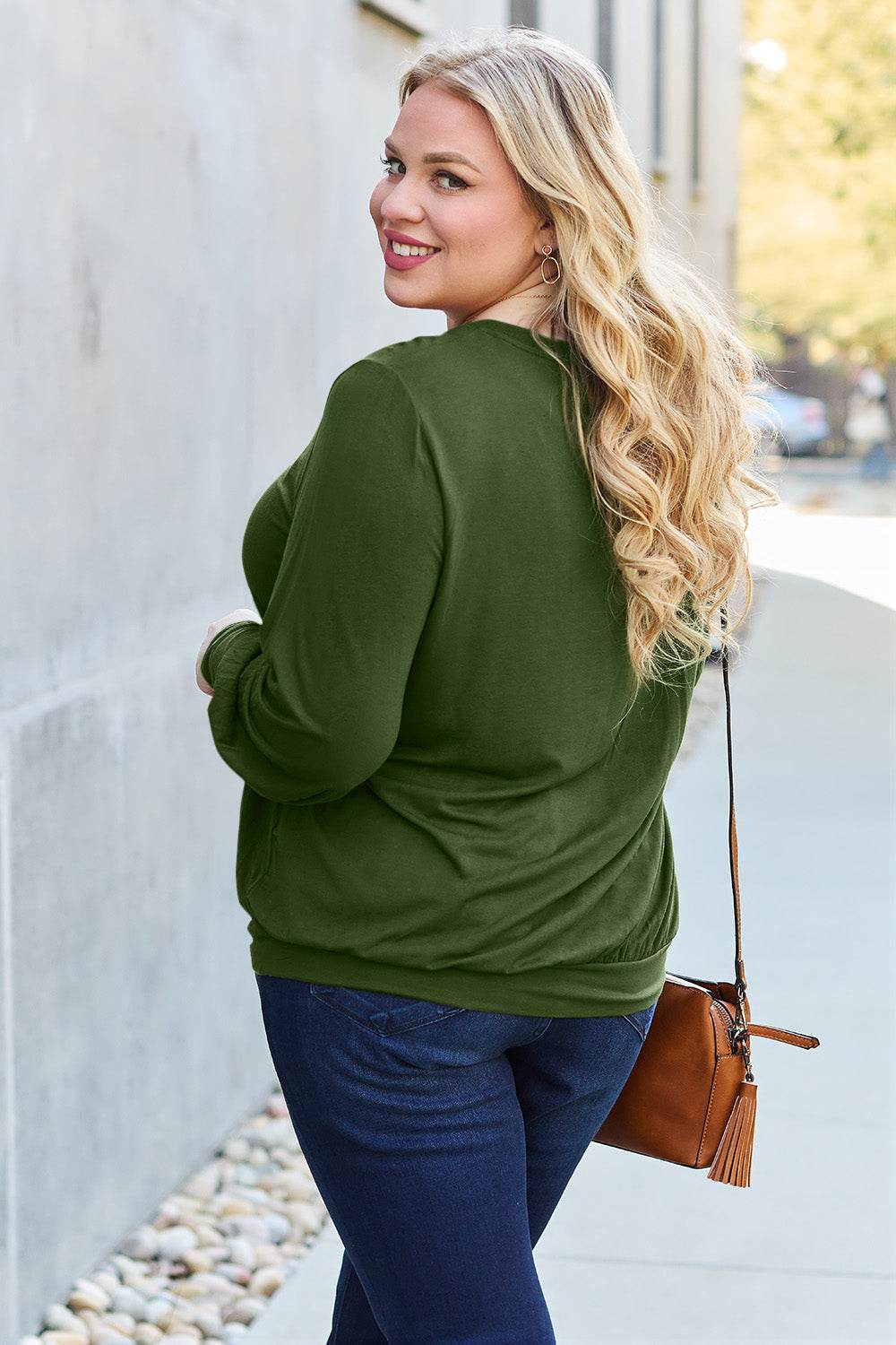 Basic Bae Full Size V-Neck Lantern Sleeve Top - DaTrendStore.Com