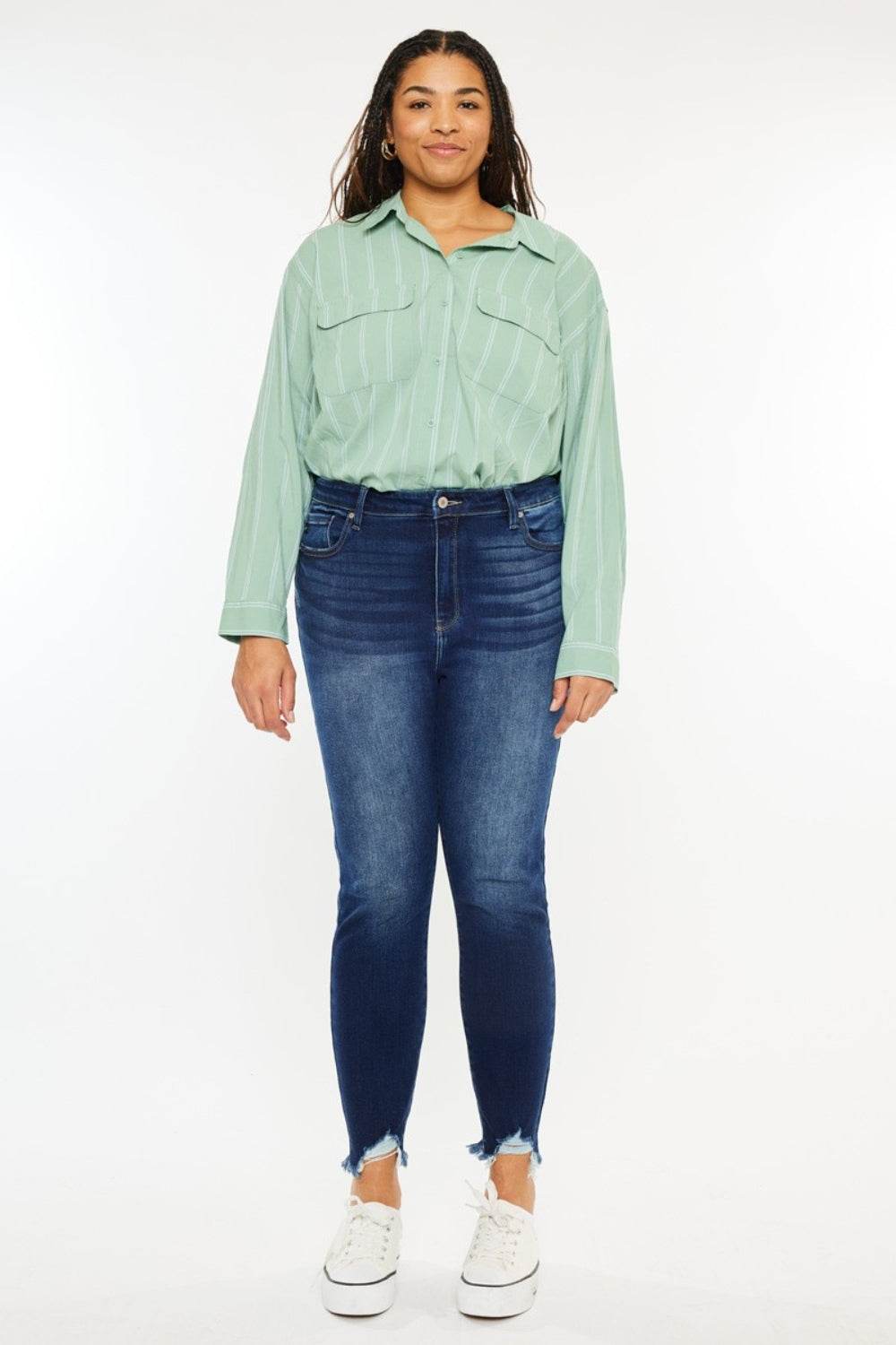 Kancan Full Size High Rise Frayed Ankle Skinny Jeans - DaTrendStore.Com