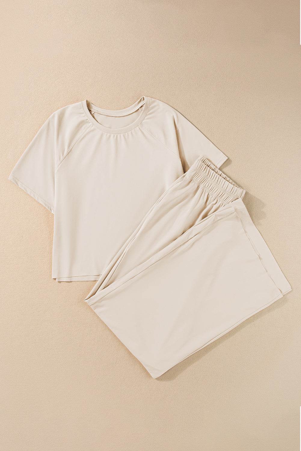 Round Neck Short Sleeve Top and Pants Set - DaTrendStore.Com