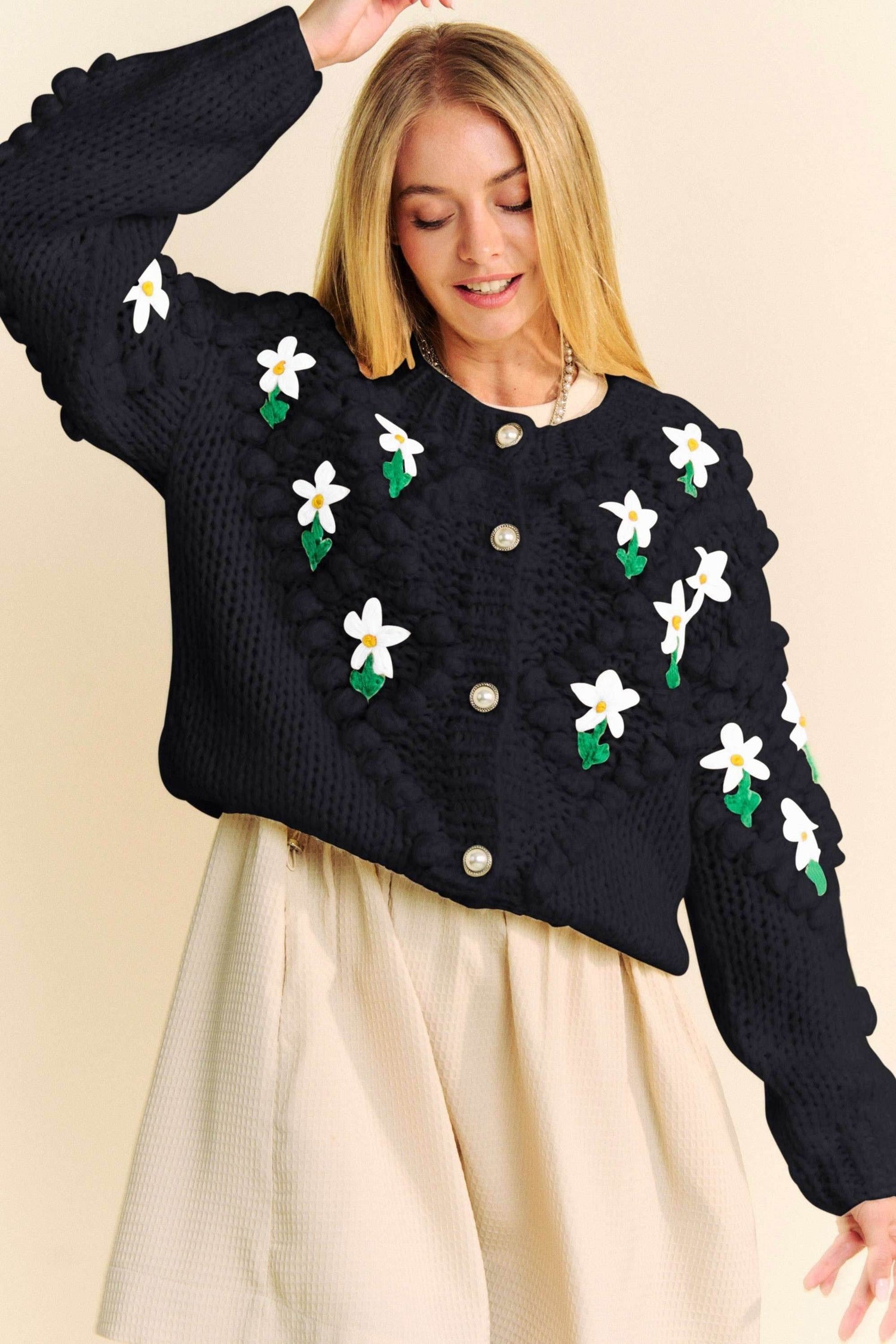 Davi & Dani Floral Pattern Button Down Cardigan - DaTrendStore.Com