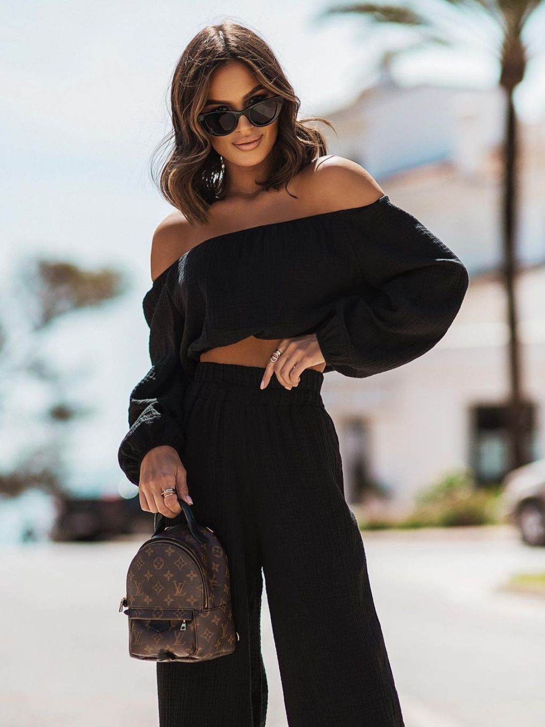 Off Shoulder Long Sleeve Top and Pants Set - DaTrendStore.Com
