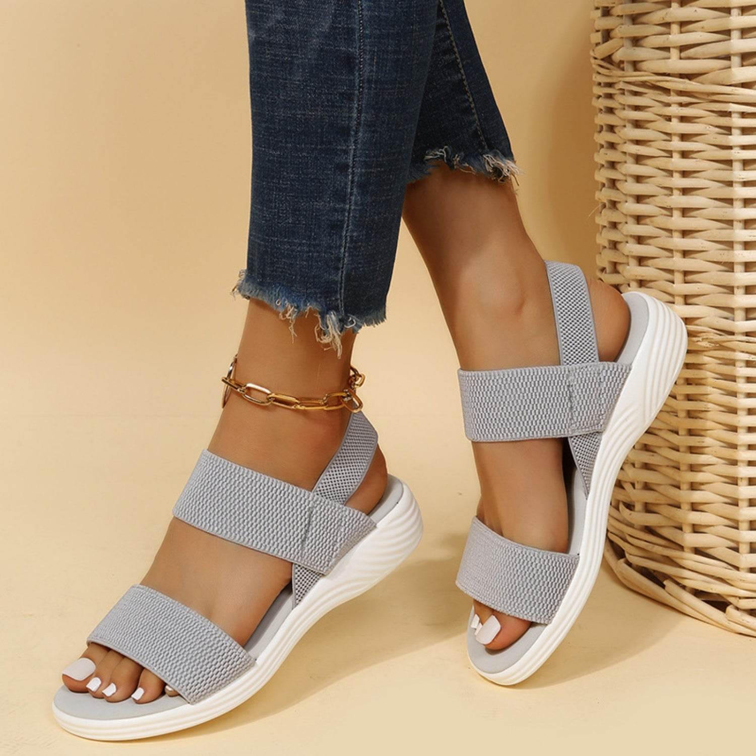 Rubber Open Toe Low Heel Sandals - DaTrendStore.Com