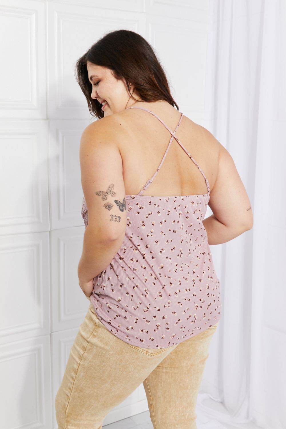 Culture Code Full Size Taste of Spring Ruffle Sleeveless Top - DaTrendStore.Com