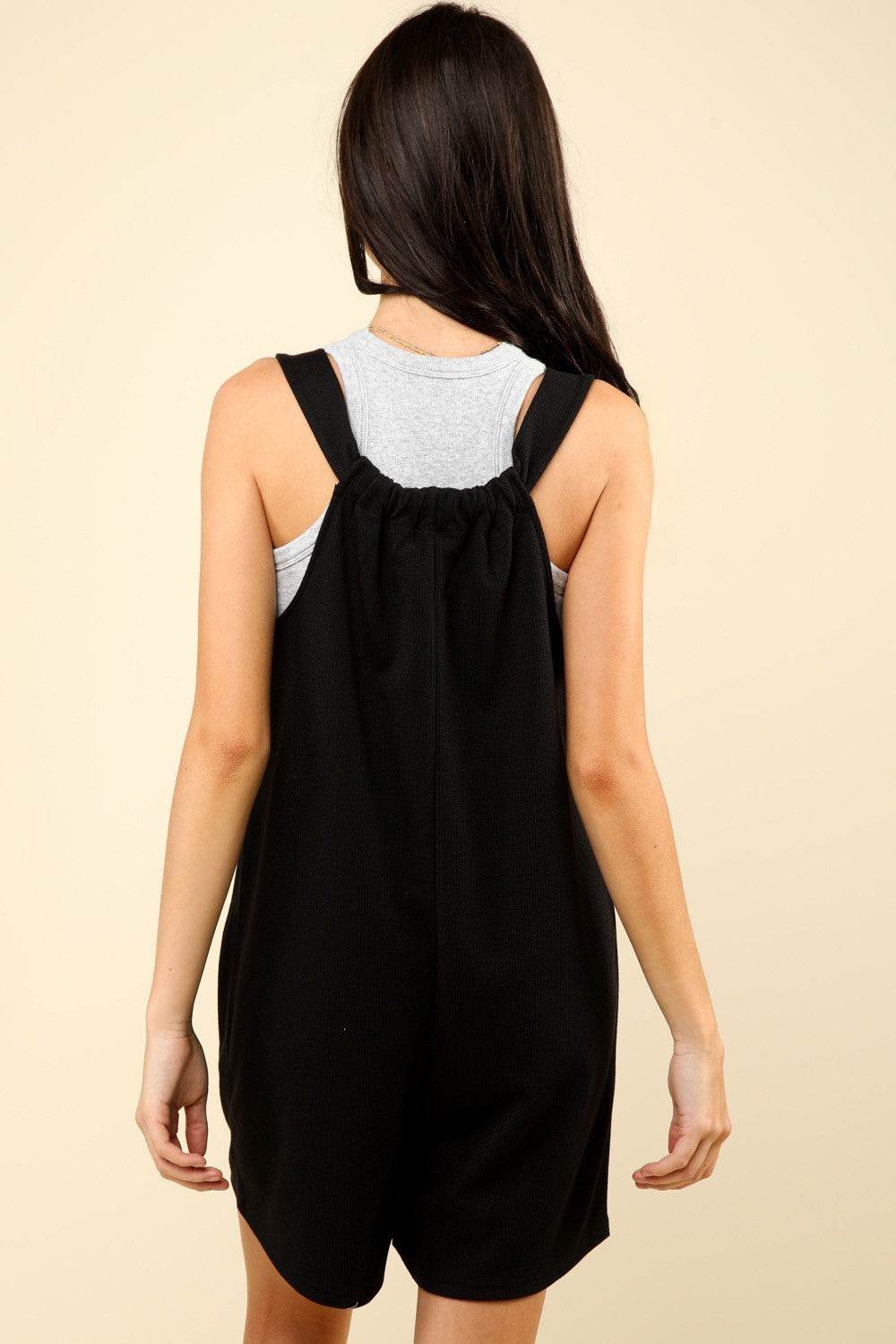 VERY J Tie Shoulder Front Pocket Romper - DaTrendStore.Com