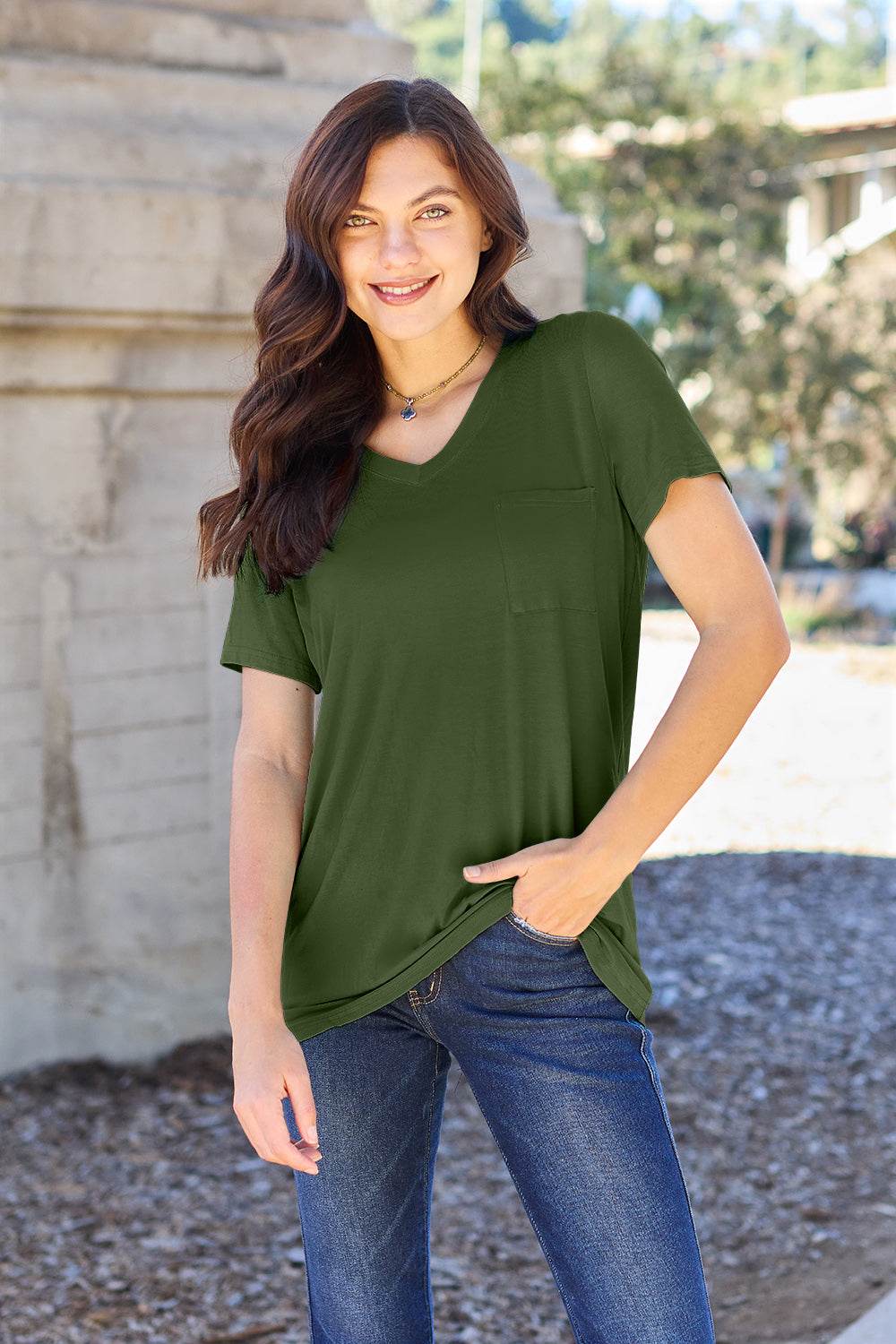 Basic Bae Full Size V-Neck Short Sleeve T-Shirt - DaTrendStore.Com
