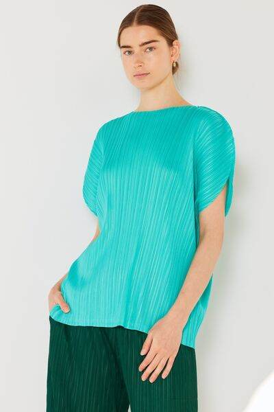 Marina West Swim Rib Pleated Oversized Dolman Sleeve Top - DaTrendStore.Com
