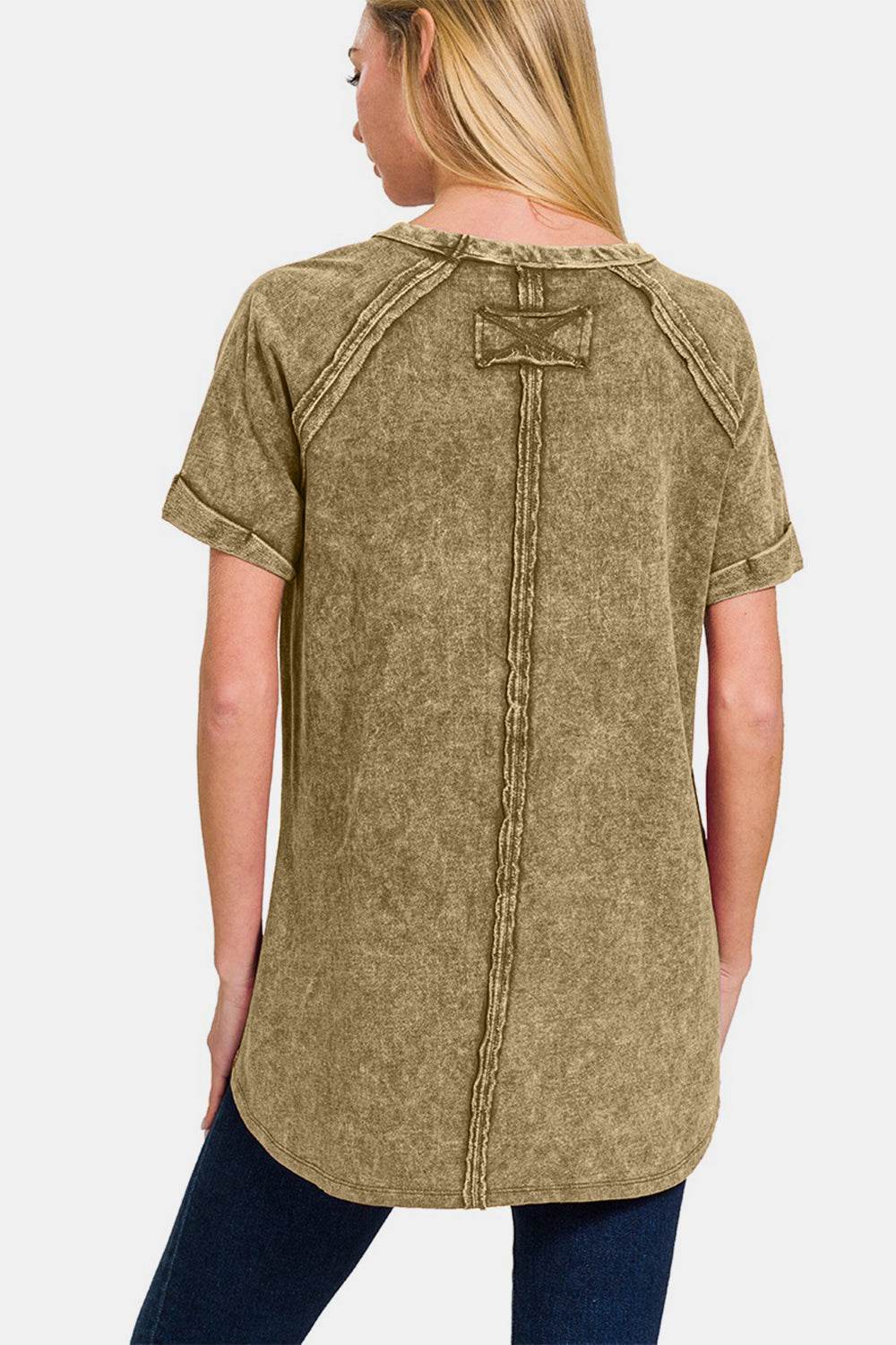Zenana Heathered Round Neck Short Sleeve Top - DaTrendStore.Com