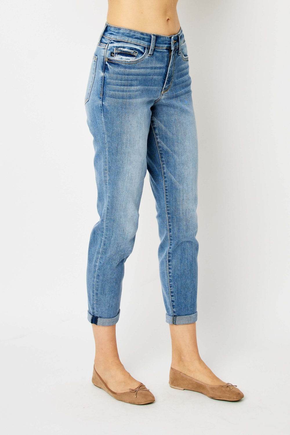 Judy Blue Full Size Cuffed Hem Slim Jeans - DaTrendStore.Com