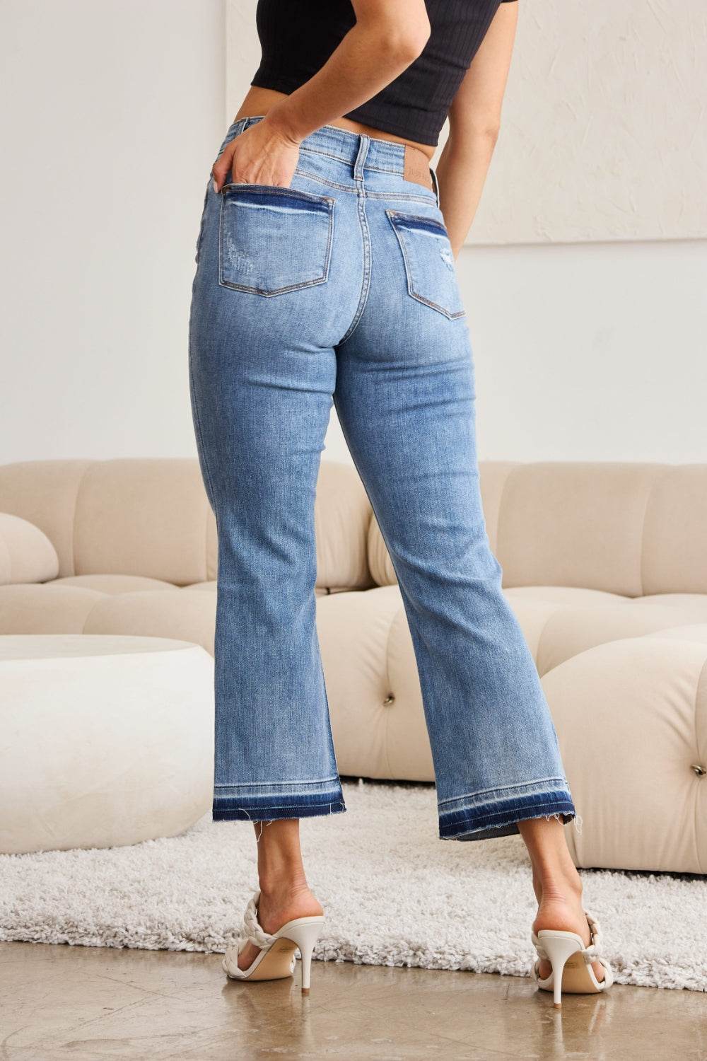 Judy Blue Full Size Release Hem Cropped Bootcut Jeans - DaTrendStore.Com
