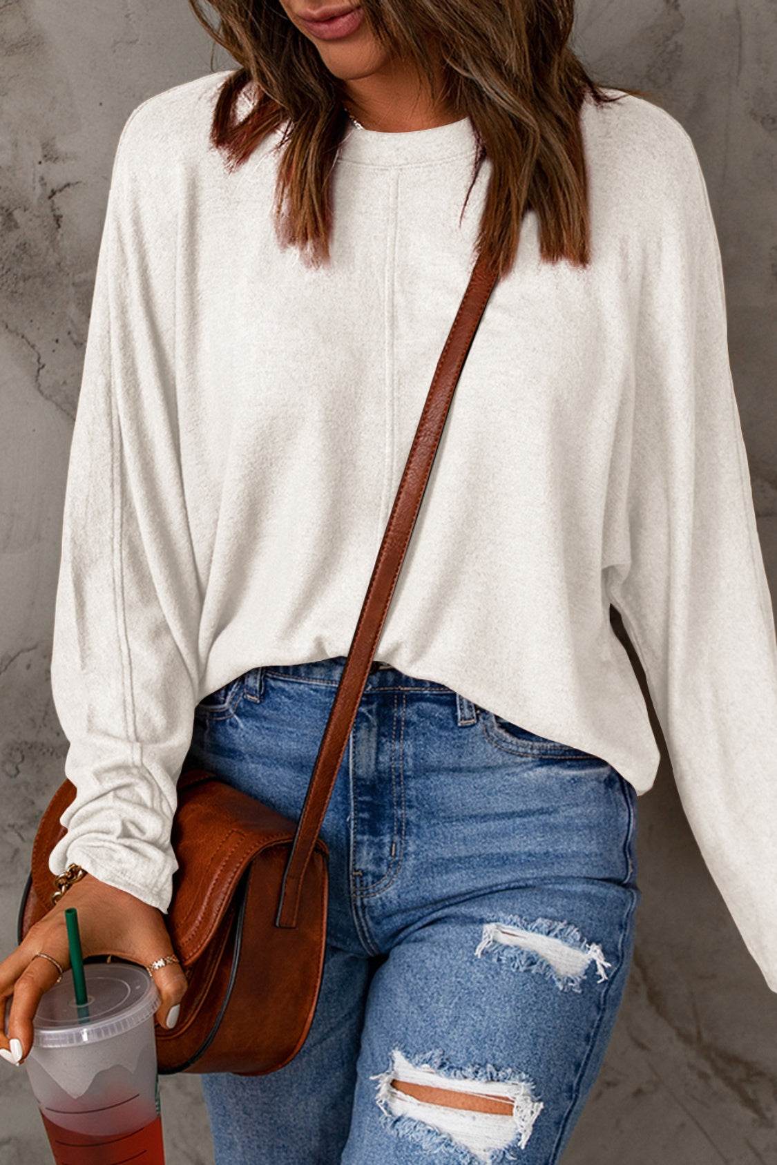 Double Take Full Size Round Neck Long Sleeve T-Shirt - DaTrendStore.Com