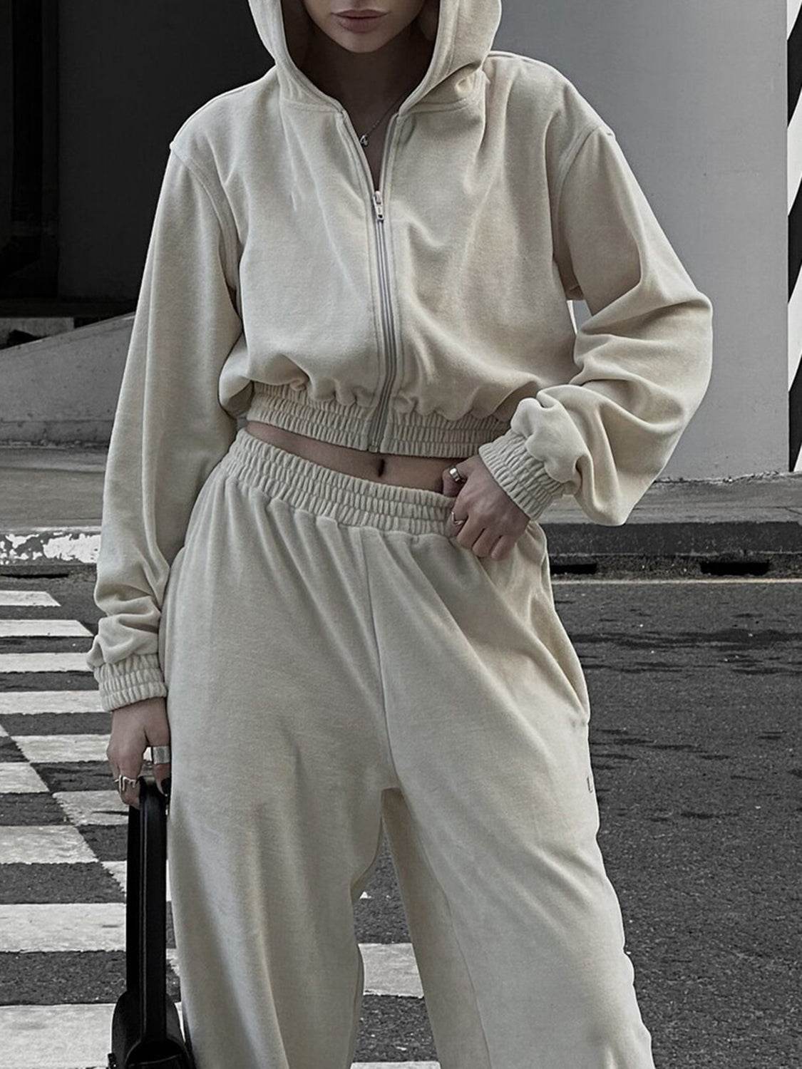Zip Up Hoodie and Pocketed Pants Set - DaTrendStore.Com